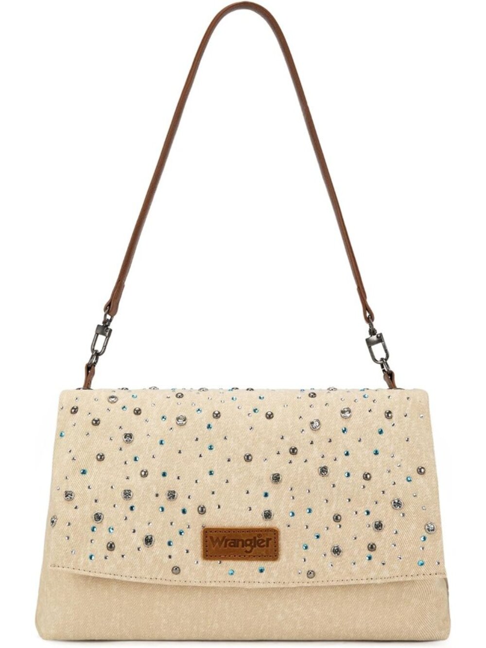 Wrangler Rhinestone Denim Shoulder Bag for Women Bling Crossbody Handbag